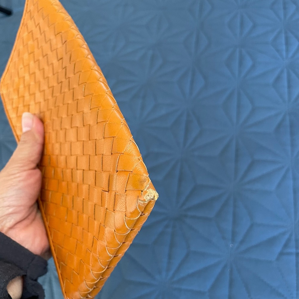 Bottega Veneta Intrecciato Weave Zip Around Leather Wallet Orange 203808 VH0G1 - Picture 5 of 13